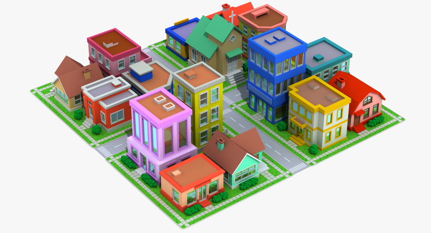 Cartoon city 3D model - TurboSquid 1281700