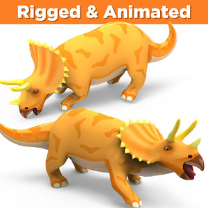 3D triceratops rigged animation