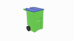 3D wheeled garbage bin