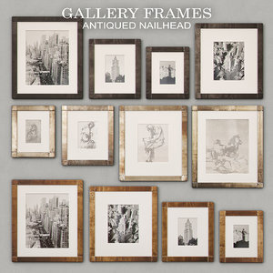 antiqued nailhead gallery frames 3D model