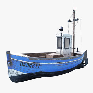 3D old fishing boat model