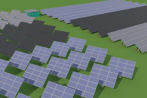 green solar panels 3D model