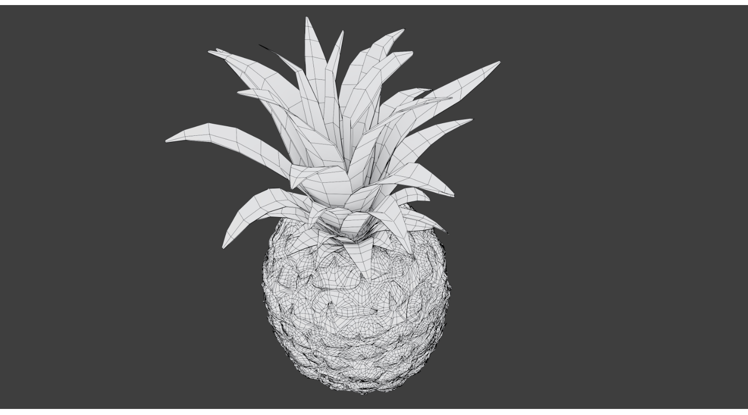 现实菠萝整个果子和叶子3d模型