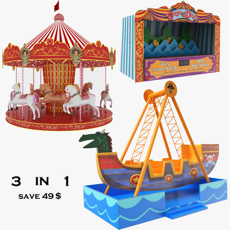 Amusement carousel ride 3D model TurboSquid 1283318