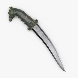 indian dagger nilgai knife 3D