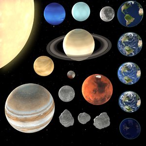 planets solar earth 3D model