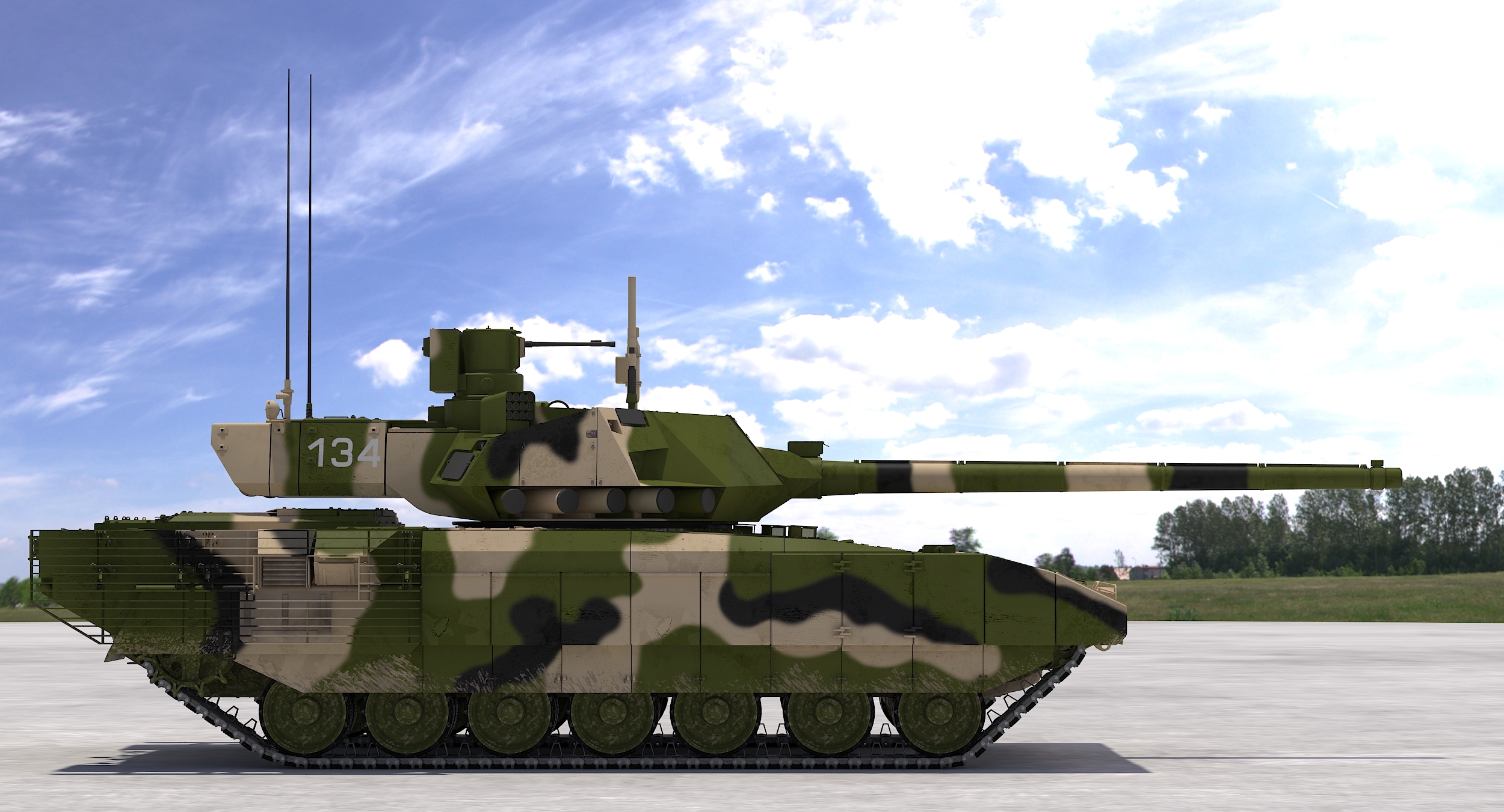 3d model t-14 armata (green camo)