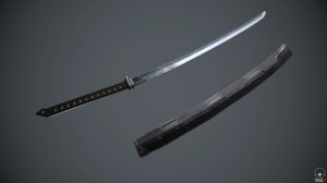 3D sci-fi katana sword