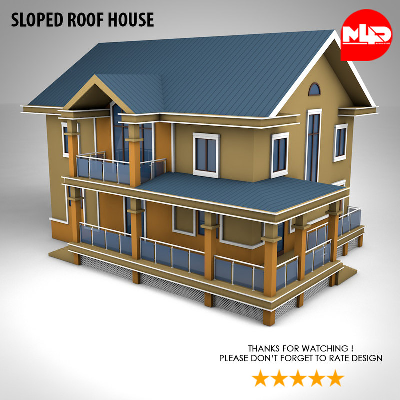  House  sloped roof  3D  model TurboSquid 1283698