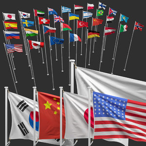 3D flagpole flag model