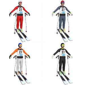 3D pack skier ski model