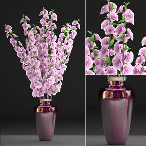 3D sakura bouquet vase model