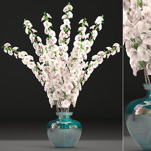3D model sakura bouquet vase