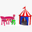 children circus tent table chairs 3D