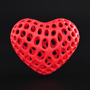 heart symbol wireframe 3D