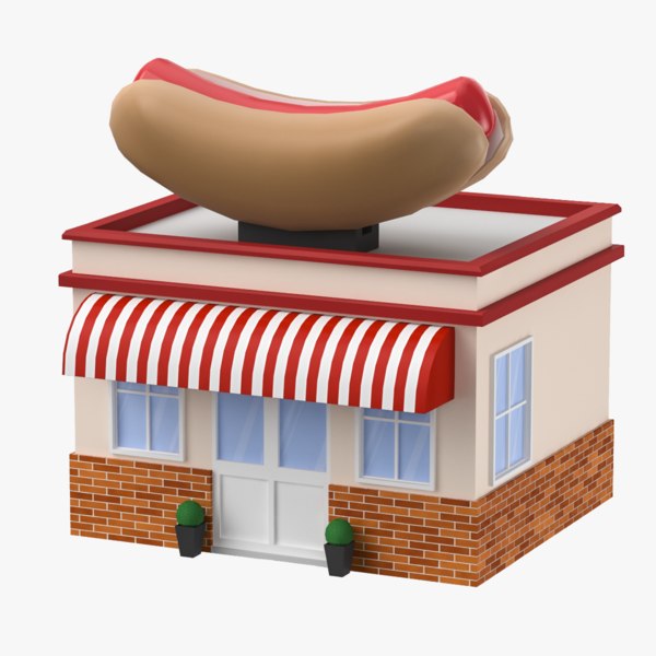 3D cartoon hot dog