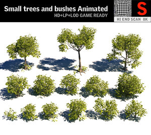 3D small trees bushes 2 model