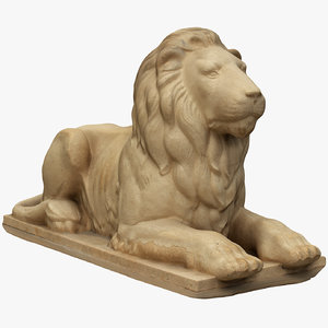 3D model lying lion statue