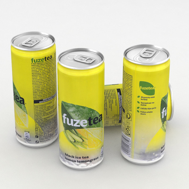 modelo 3d Lata de bebida FuzeTea IceTea Limón Lemongrass 250 ml - TurboSquid 1285874