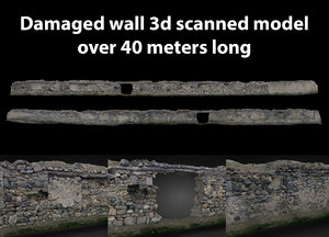 damaged wall scanned 3D model