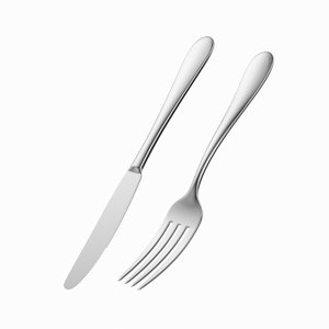 common cutlery dessert knife fork 3D model
