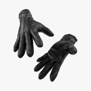 3D leather gloves black
