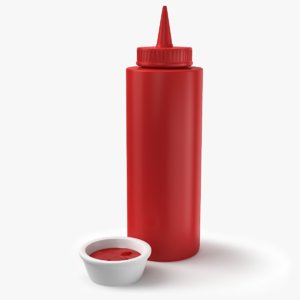 3D ketchup bottle sauce plate model