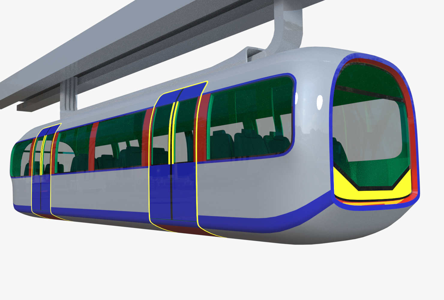 3d modern monorail elevated train