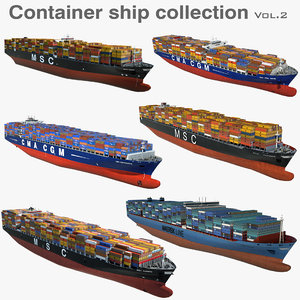 3D container ships vessels 2 model