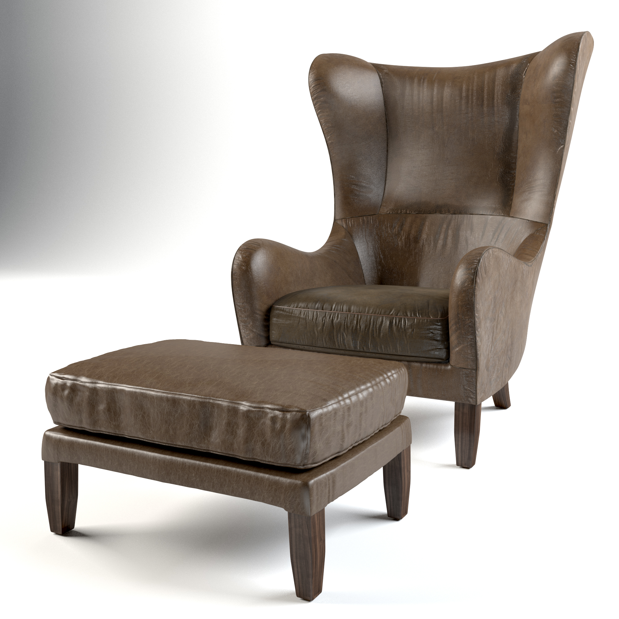 Garbo Leather Wingback Chair 3d Model Turbosquid 1287157