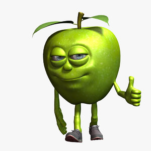 3D apple cartoon character 1