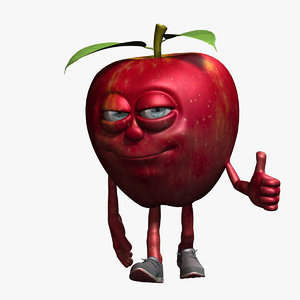 3D apple cartoon character 2