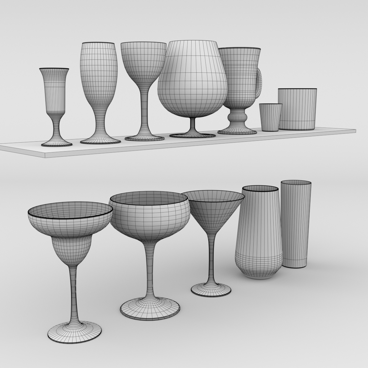 Blender set drink glass 3D model - TurboSquid 1287852