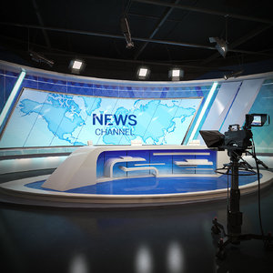 scene tv studio news set 3D model