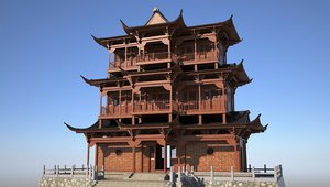 3D model chinese temple building