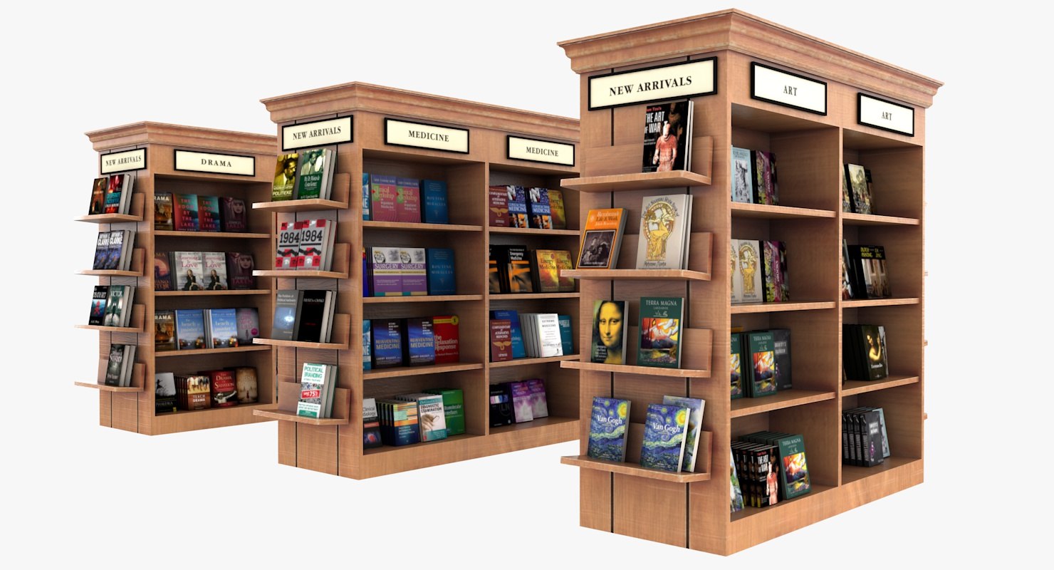 Bookstore shelves book 3D TurboSquid 1288468