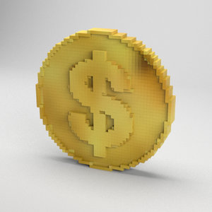 voxel golden coin model