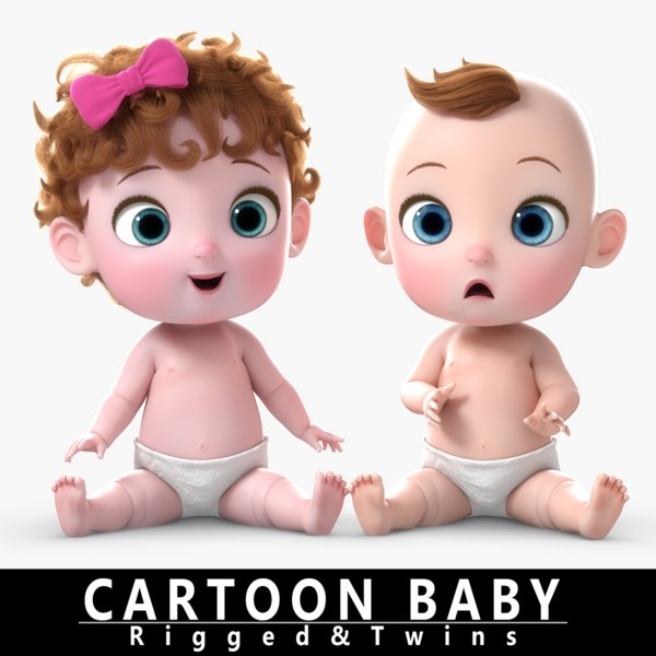 3d Model Cartoon Baby Girl Boy Turbosquid 126