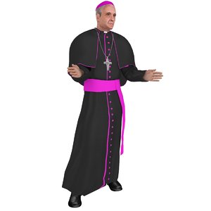 rigged cardinal priest 3D model