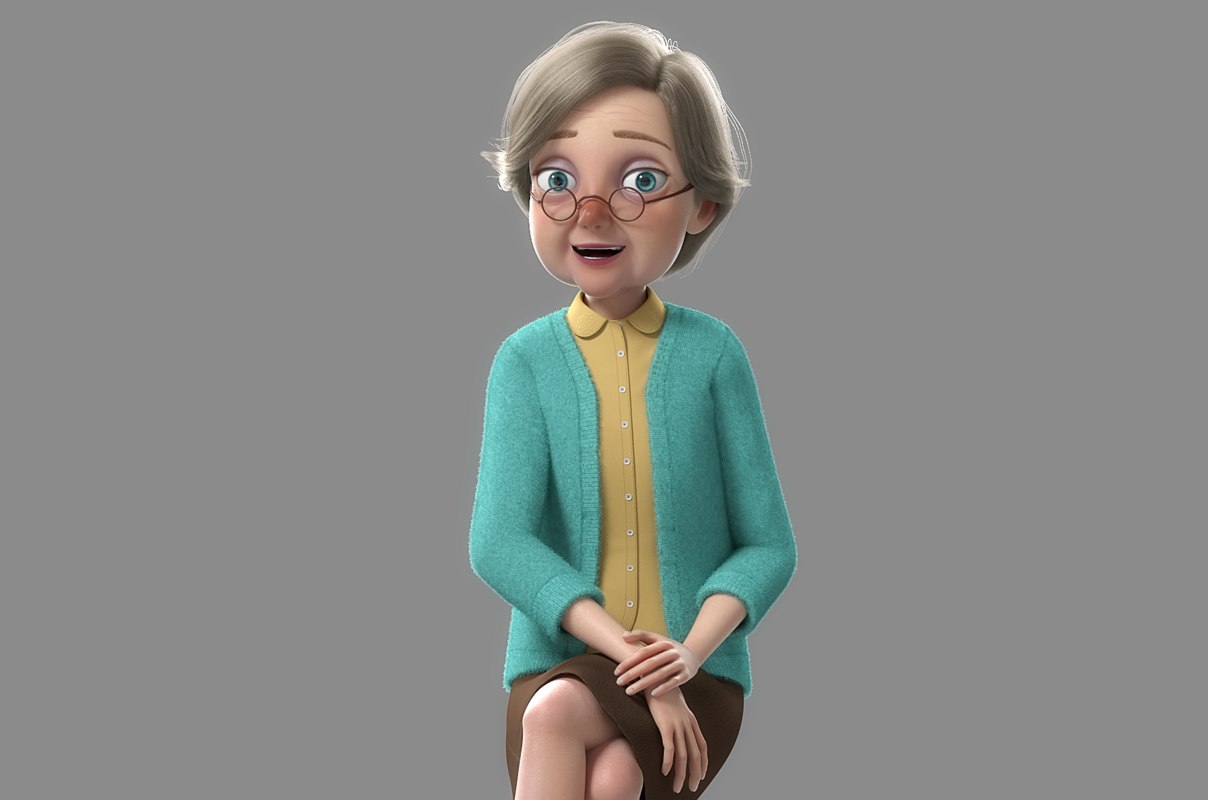 Cartoon old woman rigged character 3D model - TurboSquid 1289642