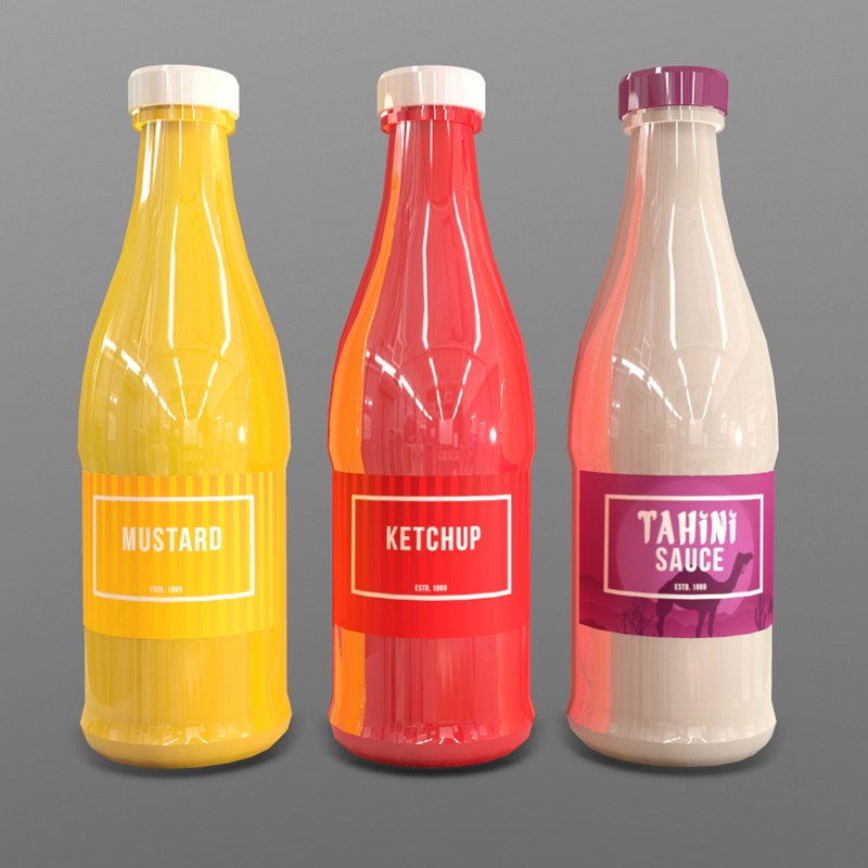 Condiment bottles model TurboSquid 1289715