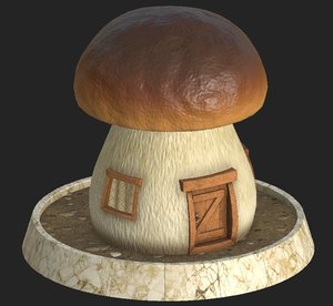 3D cartoon mushroom house