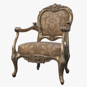 realistic mid-poly baroque armchair 3D model