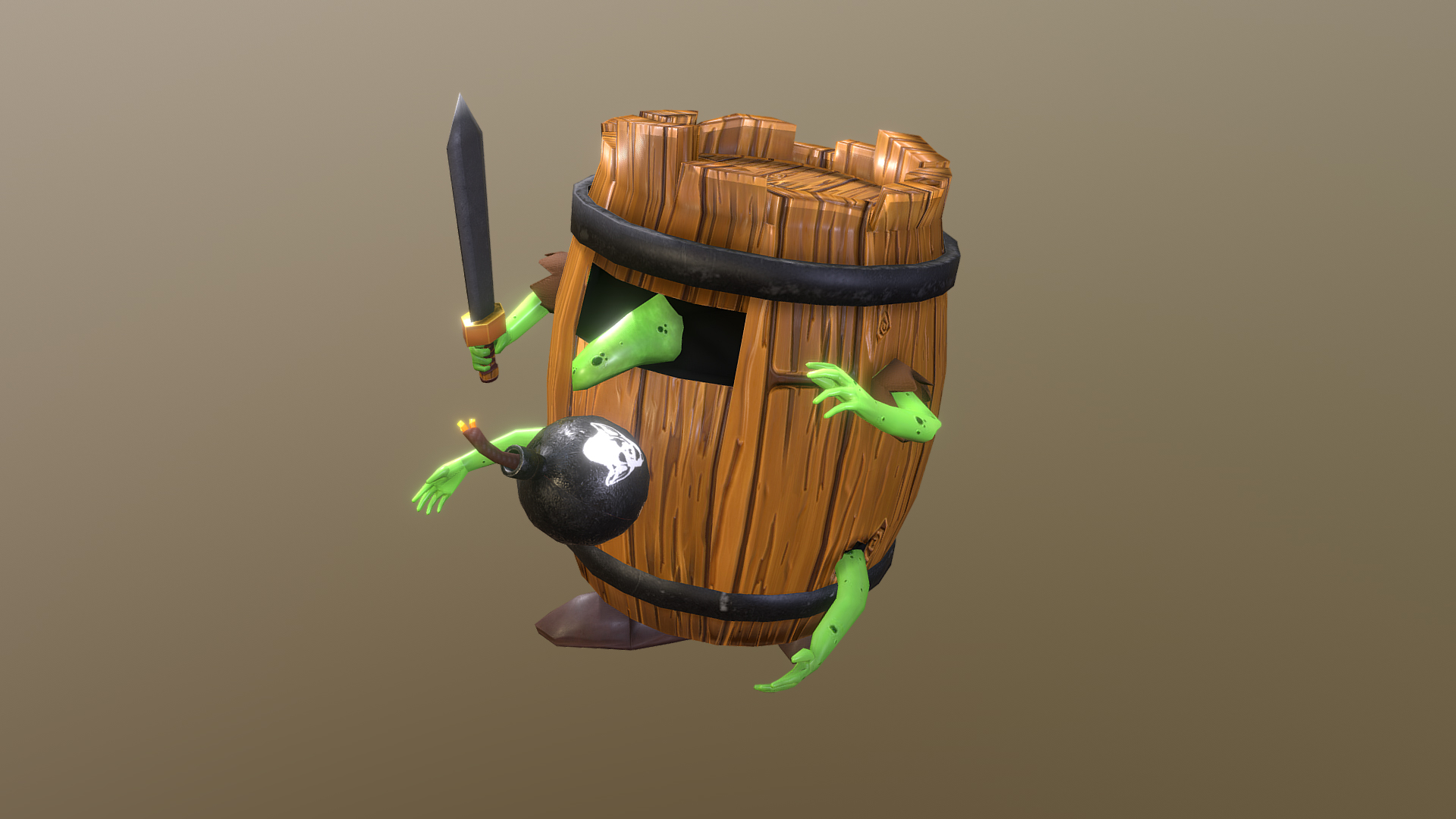 Barrel Goblins Animierte 4K Texturen 3D-Modell - TurboSquid 1290197