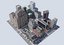 metropolis city block low-poly 3D model