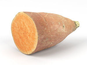 3D photorealistic half sweet potato