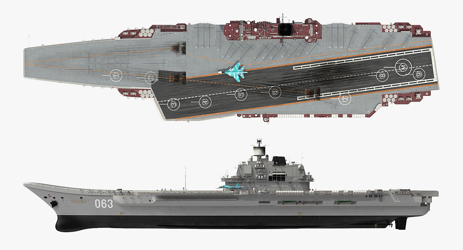 航空母艦庫茲涅佐夫與噴射索具3d模型