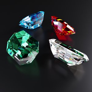 emerald diamond ruby 3D model