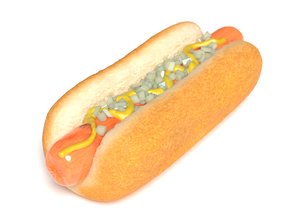 3D hotdog bun mustard