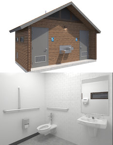 public restroom interior toilet paper model